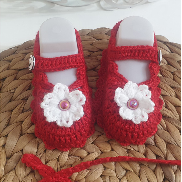 Kırmızı Yenidoğan Patik - 5