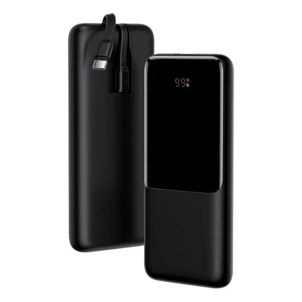 Baseus Elf Dijital Ekranlı 22.5W 10000 mAh Lightning & Type-C Kablolu Hızlı Şarj Powerbank - 1