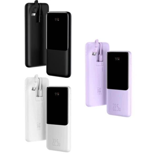 Baseus Elf Dijital Ekranlı 22.5W 10000 mAh Lightning & Type-C Kablolu Hızlı Şarj Powerbank - 2
