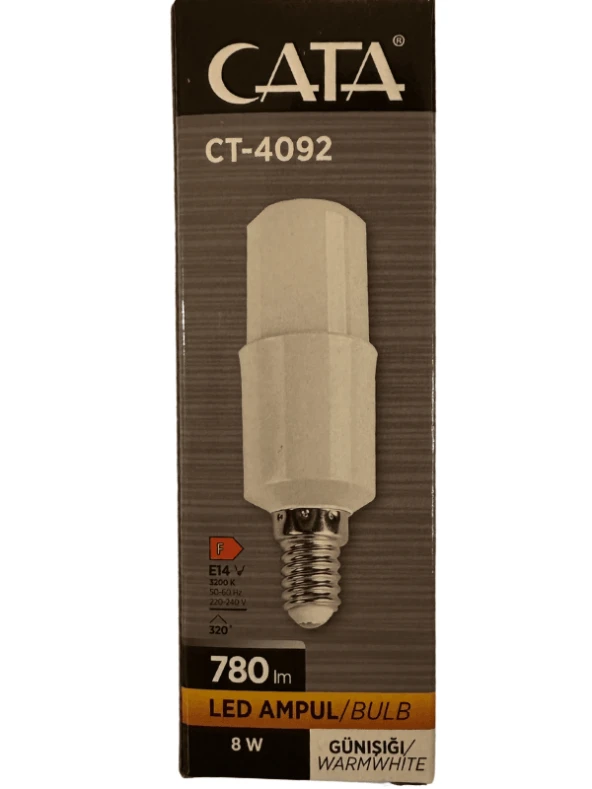 Cata CT-4092 8W 3200K (Günışığı) E14 Duylu Led Ampul