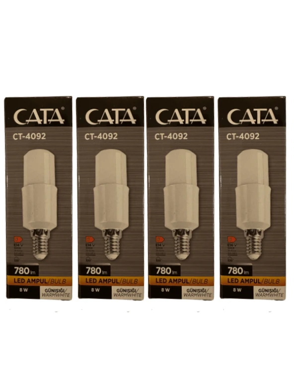 Cata CT-4092 8W 3200K (Günışığı) E14 Duylu Led Ampul (4 Adet) ürün görseli 1