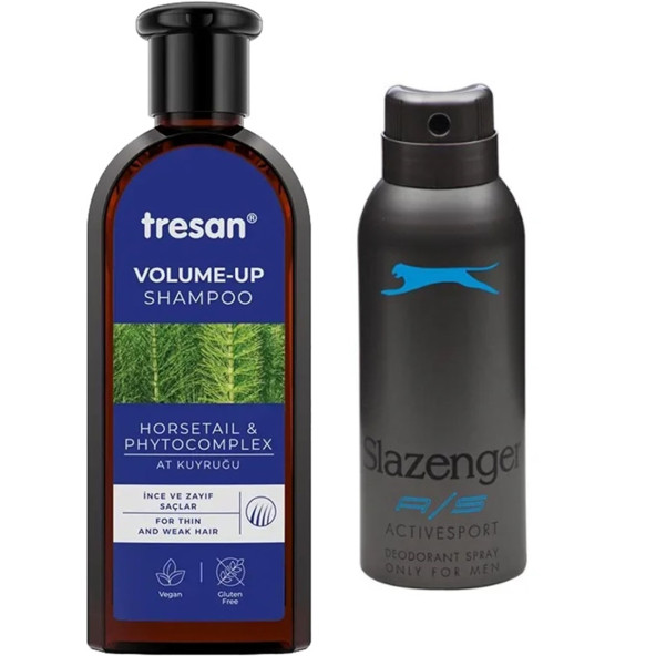 Tresan At Kuyruğu Hacimlendirici Bakım Şampuanı 300 ml + Slazenger 150 Ml Erkek Deodorant