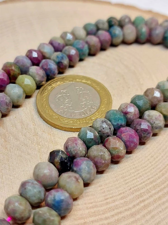 Anyolit (Rubizoit- Rubyzoisit) Taşı Rondela Faset Kesim 5.5*7mm dizi (45824) - Resim 2