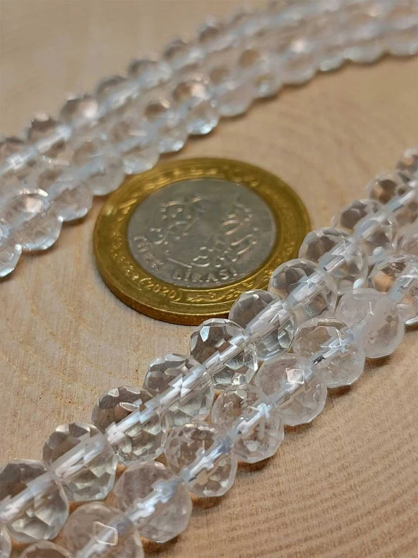 Kristal Kuvars Taşı Rondela Faset Kesim 5.5*7mm dizi (45826) - Resim 2