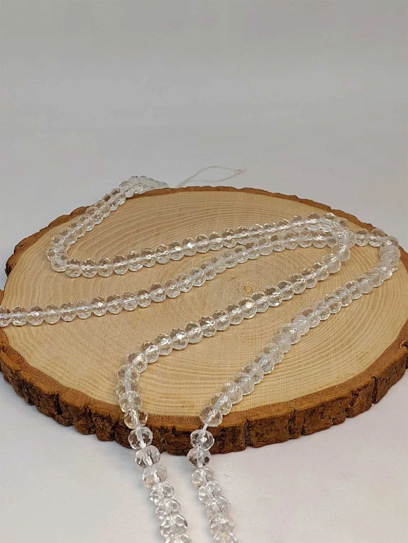 Kristal Kuvars Taşı Rondela Faset Kesim 5.5*7mm dizi (45826) - Resim 3