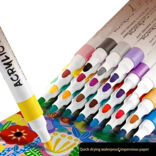 Valkyrie 24 Adet Sanatsal Akrilik Boya Kalemi Kalın Model - 2