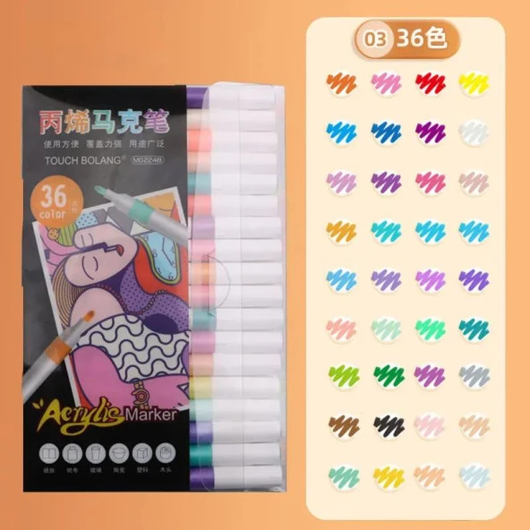 Valkyrie 36 Adet Sanatsal Akrilik Boya Kalemi Kalın Model - 2