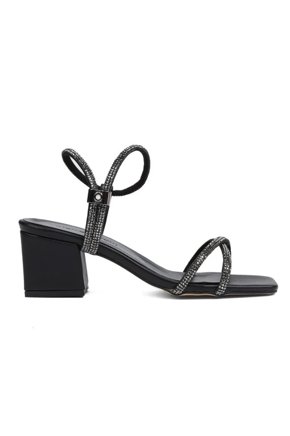 ® | PC-52286-Siyah Taşlı Kadın Topuklu Ayakkabı