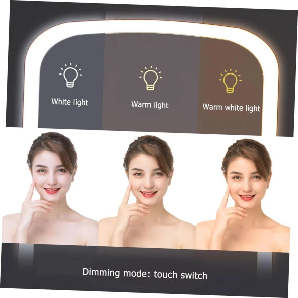 Valkyrie LED Işıklı Şarjlı Makyaj Aynası - 3 Farklı Işık Tonu - Dokunmatik Ekran - Dimmers Ayarı - Beyaz, Sarı, Gün Işığı Make Up Mirror - 3