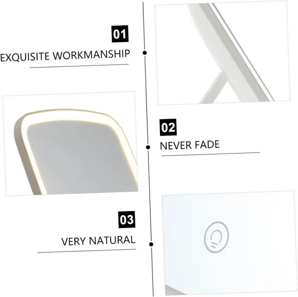 Valkyrie LED Işıklı Şarjlı Makyaj Aynası - 3 Farklı Işık Tonu - Dokunmatik Ekran - Dimmers Ayarı - Beyaz, Sarı, Gün Işığı Make Up Mirror - 4