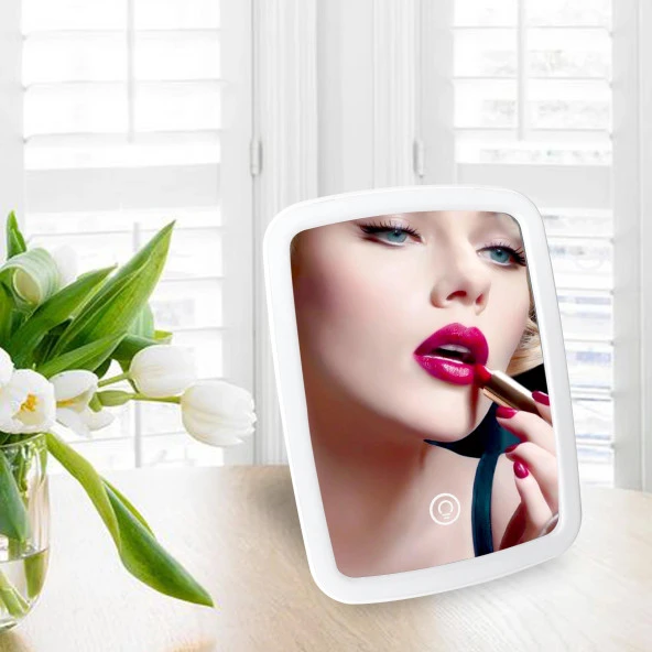 Valkyrie LED Işıklı Şarjlı Makyaj Aynası - 3 Farklı Işık Tonu - Dokunmatik Ekran - Dimmers Ayarı - Beyaz, Sarı, Gün Işığı Make Up Mirror - 6