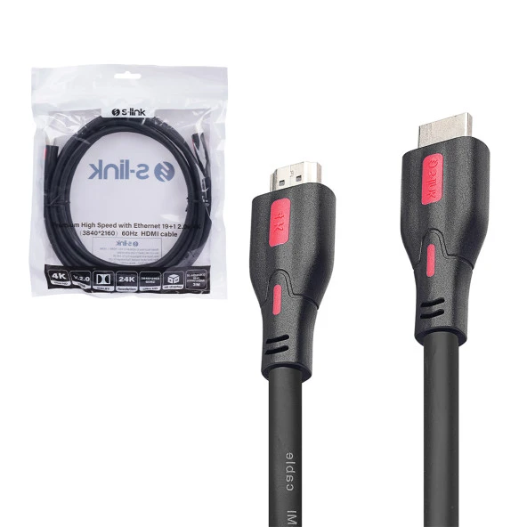 S-Link SL-HDM4k13 19+1 Hdmi To Hdmi 3m V2.0 4k 3840 2160 60hz Kablo