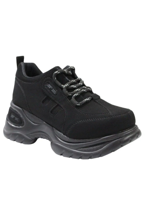 MP 305 Kadın Yüksek Kalın Taban Siyah Sneaker Spor Ayakkabı