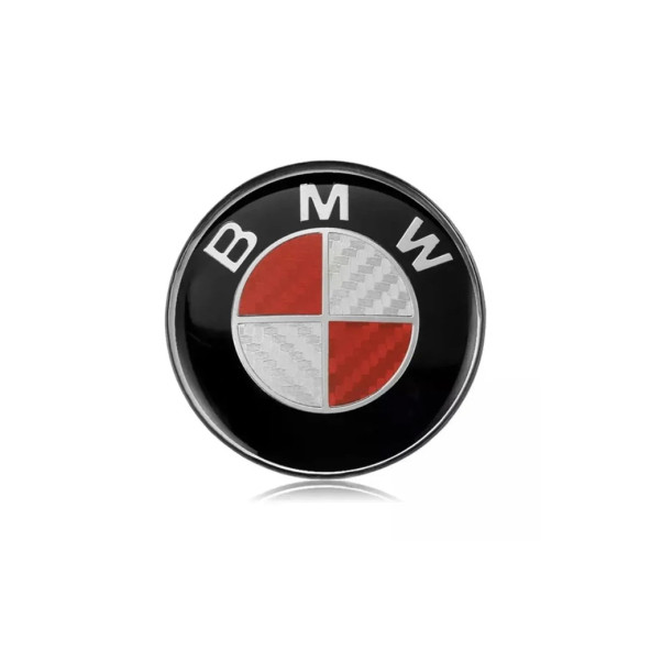 BMW 45 MM DİREKSİYON LOGO DAMLA STICKER (SİYAH KIRMIZI METALİK) ürün görseli