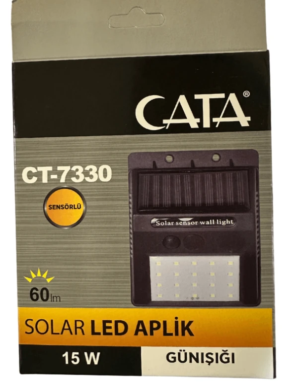 Cata CT-7330 15W 3200K (Günışığı) Sensörlü Solar Led Aplik
