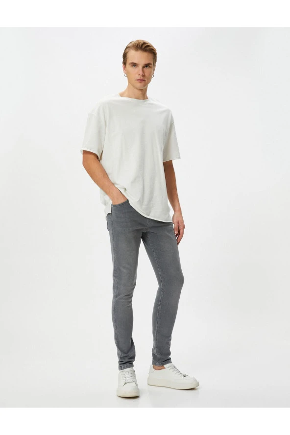 Skinny Fit Kot Pantolon - Michael Jean 4sam40017nd Gri