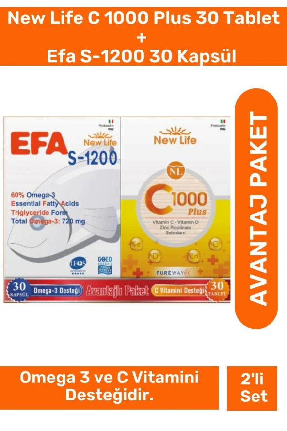 C 1000 Plus 30 Tablet + Efa S-1200 30 Kapsül Avantajlı Paket