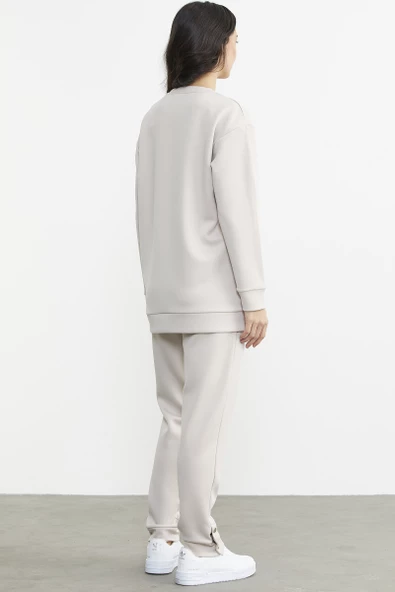 Taş Detaylı Rahat Kalıp Eşofman Takım - Taş - Resim 7