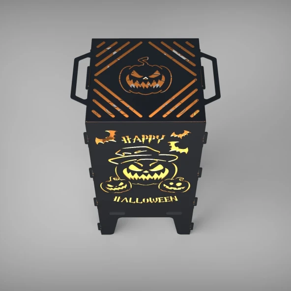 HAPPY Hallowen Desenli Dekoratif Mangal, Portatif Ateş Çukuru - 7