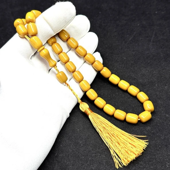 Kapsül Model İp Püsküllü 9-11mm Sıkma Kehribar Tesbih ürün görseli