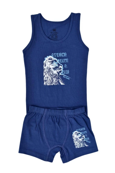 Erkek Çocuk Aslan Baskılı Atlet Boxer Takım 6046 BGL-ST03477 - Resim 2