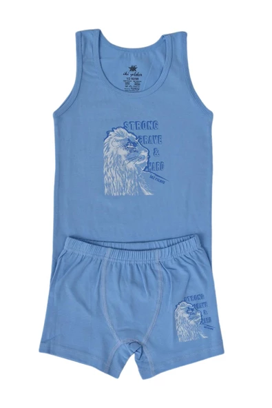 Erkek Çocuk Aslan Baskılı Atlet Boxer Takım 6046 BGL-ST03477 - Resim 4