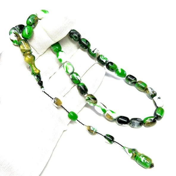 Usta Sikkeli Sistemli Sim Yaldızlı Multicolor (Space Stone Malzeme) Kapsül Model 9-12mm Hareli Sıkma Kehribar Tesbih - 2