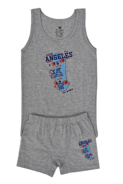 Erkek Çocuk Kaykay Baskılı Atlet Boxer Takım 6048 BGL-ST03474 - 3