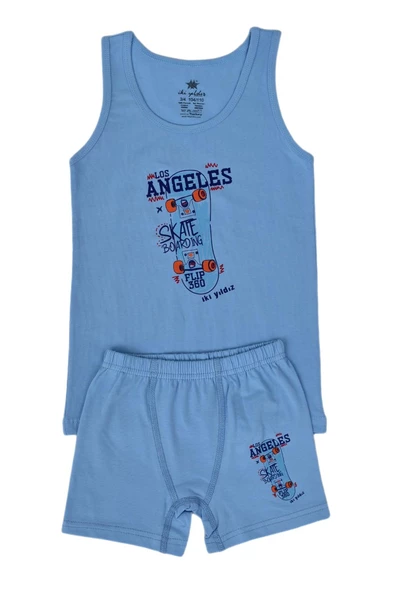 Erkek Çocuk Kaykay Baskılı Atlet Boxer Takım 6048 BGL-ST03474 - 4