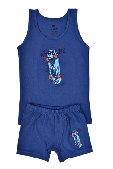 Erkek Çocuk Kaykay Baskılı Atlet Boxer Takım 6048 BGL-ST03474 - 1