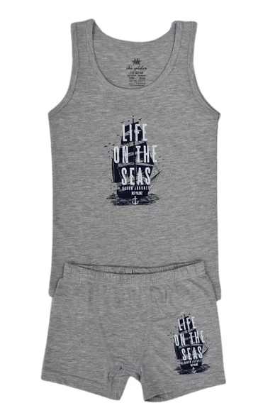 Erkek Çocuk Yelken Baskılı Atlet Boxer Takım 6041 BGL-ST03473 - 3