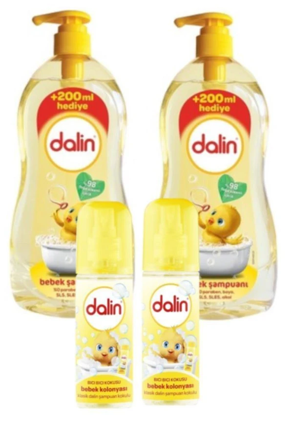 Dalin Bebek Şampuan 900 Ml  X 2 Adet + Bıcı Bıcı Kolonya X 2 Adet