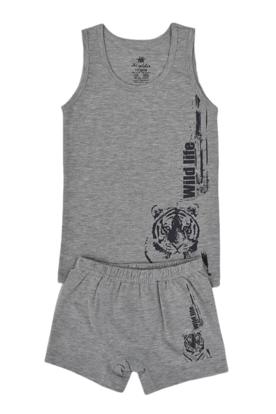 Erkek Çocuk Aslan Baskılı Atlet Boxer Takım 6037 BGL-ST03472 - Resim 3