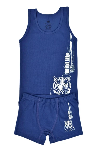 Erkek Çocuk Aslan Baskılı Atlet Boxer Takım 6037 BGL-ST03472 - Resim 2