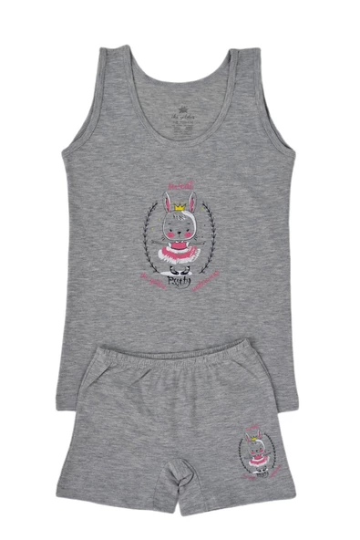 Kız Çocuk Tavşan Baskılı Atlet Boxer Takım 8542 BGL-ST03481 - 2