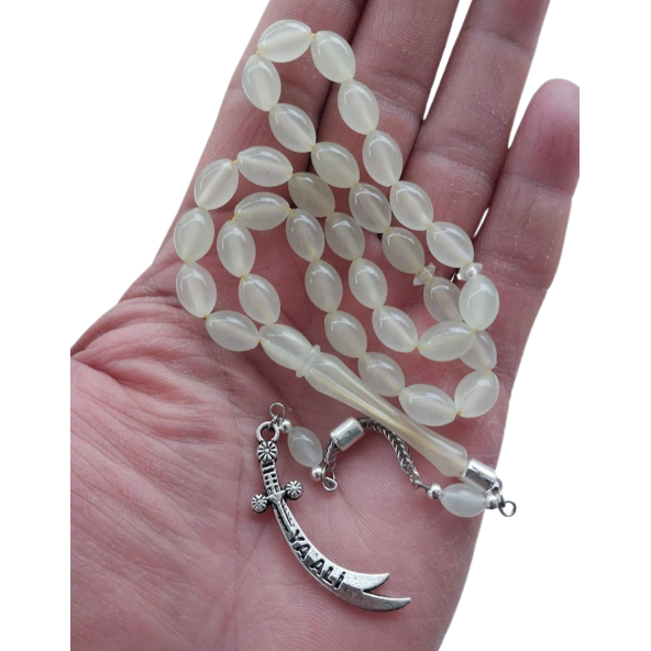 Kedi Gözü Tesbih,Karanlıkta Parlayan Gece Yanan Fosforlu Tespih,metal Püskül Zülfikar Kılıç Modeli - 3