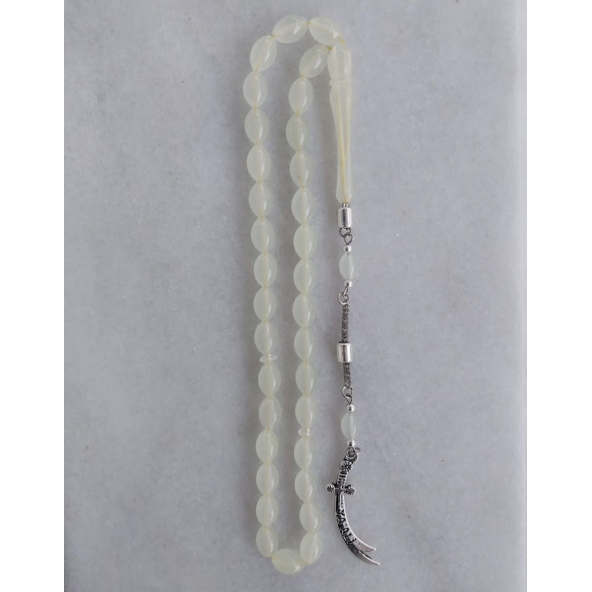 Kedi Gözü Tesbih,Karanlıkta Parlayan Gece Yanan Fosforlu Tespih,metal Püskül Zülfikar Kılıç Modeli - 4