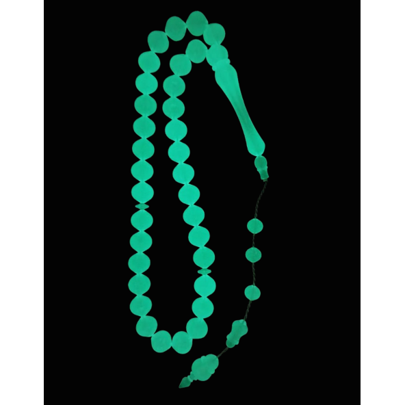 Kedi Gözü Fosforlu Tesbih,karanlıkta Parlayan Sistemli Püsküllü Tespih. - 4