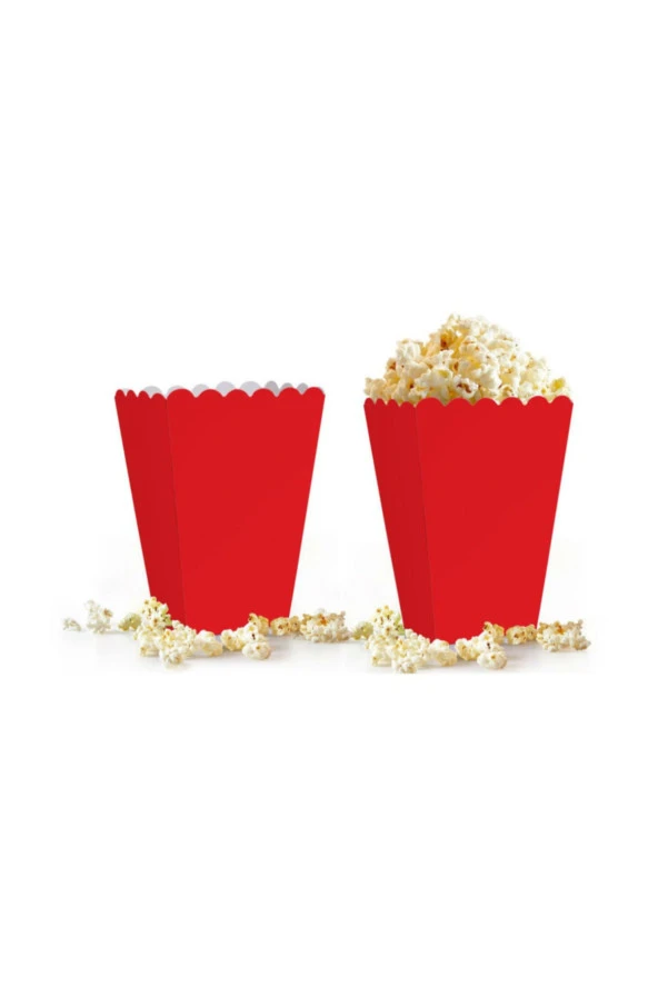 Popcorn (mısır Kutusu) Düz Kırmızı 10 lu