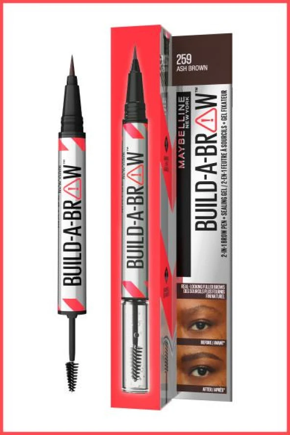 Maybelline New York Build a Brow 2in1 Kaş Kalemi ve Jeli Ash Brown