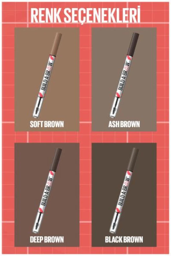 Maybelline New York Build a Brow 2in1 Kaş Kalemi ve Jeli Ash Brown - 7