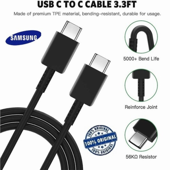 Day Samsung Galaxy Note 10 Lite 25W ve 45W Ep-dn975 5a Type c To Type c Hızlı Şarj ve Data Kablosu