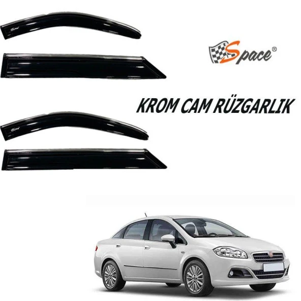 Krom Cam Uyumlu Rüzgarlığı 1.2Mm Fiat Linea 4Lü / Caru449