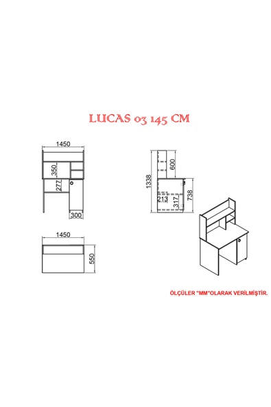 Kalender Dekor Lucas 03 145 Cm Çalışma Masası Lc02 - Resim 4