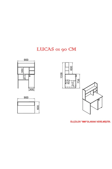 Kalender Dekor Lucas 01 90 Cm Çalışma Masası Lc04 - Resim 4