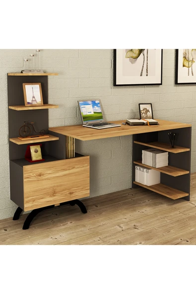 Kalender Dekor Olivia Dolaplı Bilgisyar Masası Çalışma Masası Kobe antrasit OL06 ürün görseli