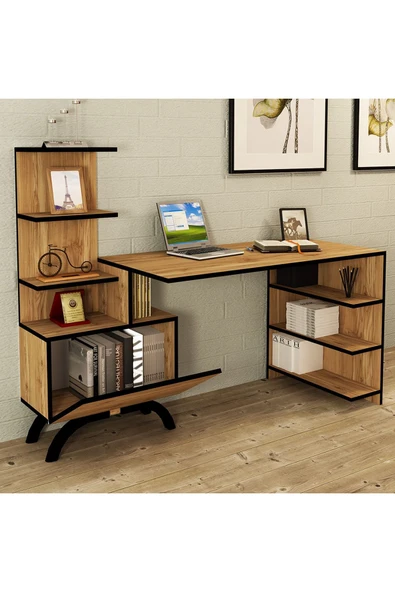 Kalender Dekor Olivia Dolaplı Bilgisyar Masası Çalışma Masası Kobe Siyah PVC - Resim 2