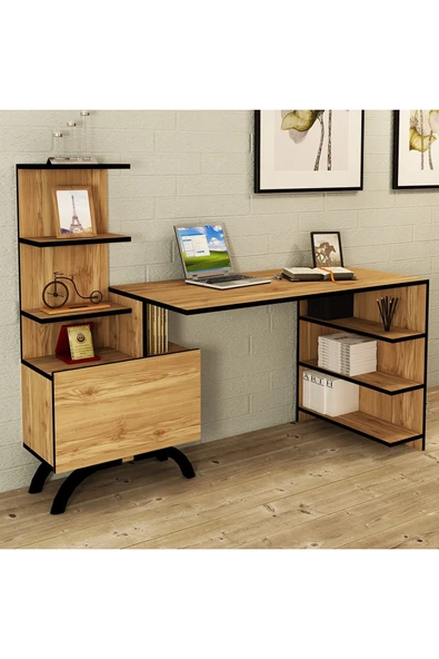 Kalender Dekor Olivia Dolaplı Bilgisyar Masası Çalışma Masası Kobe Siyah PVC ürün görseli