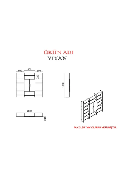 Kalender Dekor Viyan Kapaklı Kitaplık Vyn01 - Resim 3