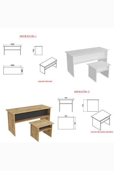 Kalender Dekor Merkür-1-2 Ofis Büro Masası Takımı - Resim 5